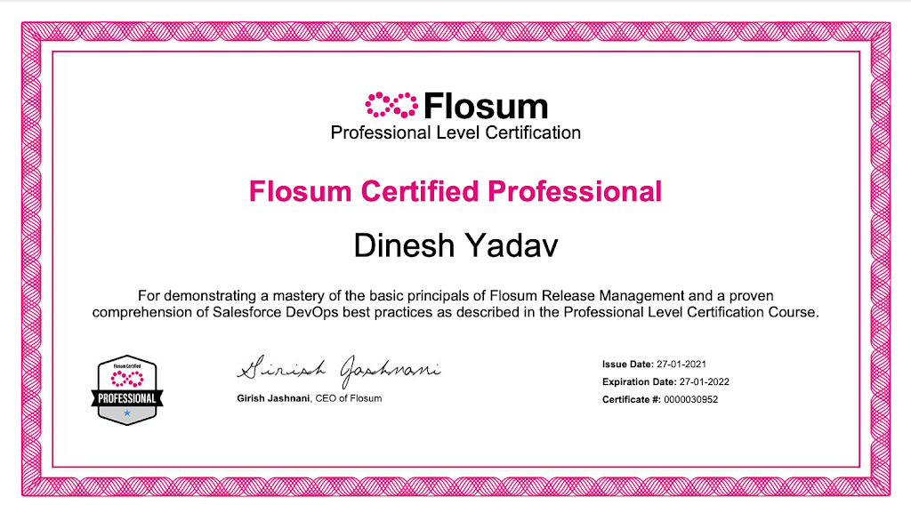 Flosum Certified Professional Certificate
