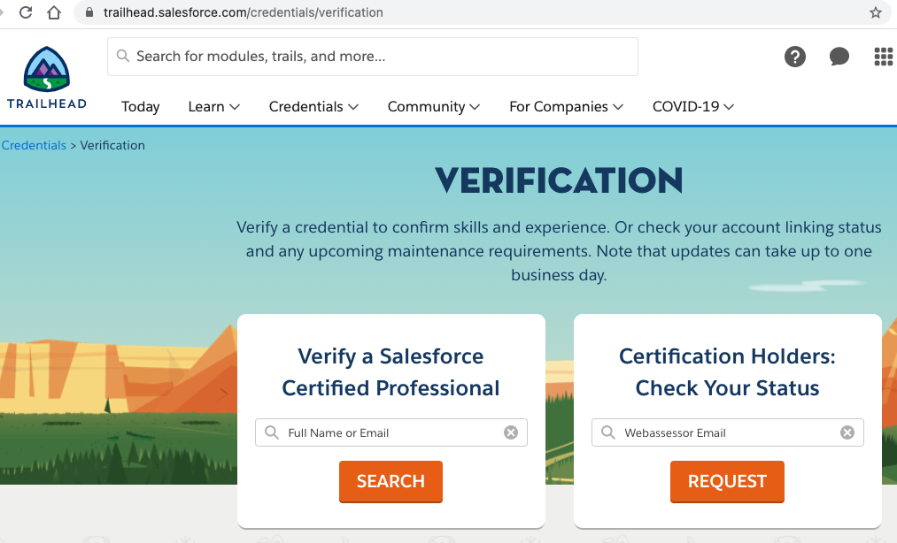 Salesforce Certification Verification Step 2