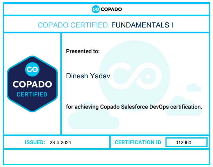 Copado Fundamentals I Certificate