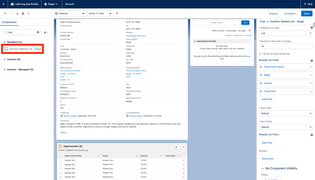 Dynamic Related List - Single Component
