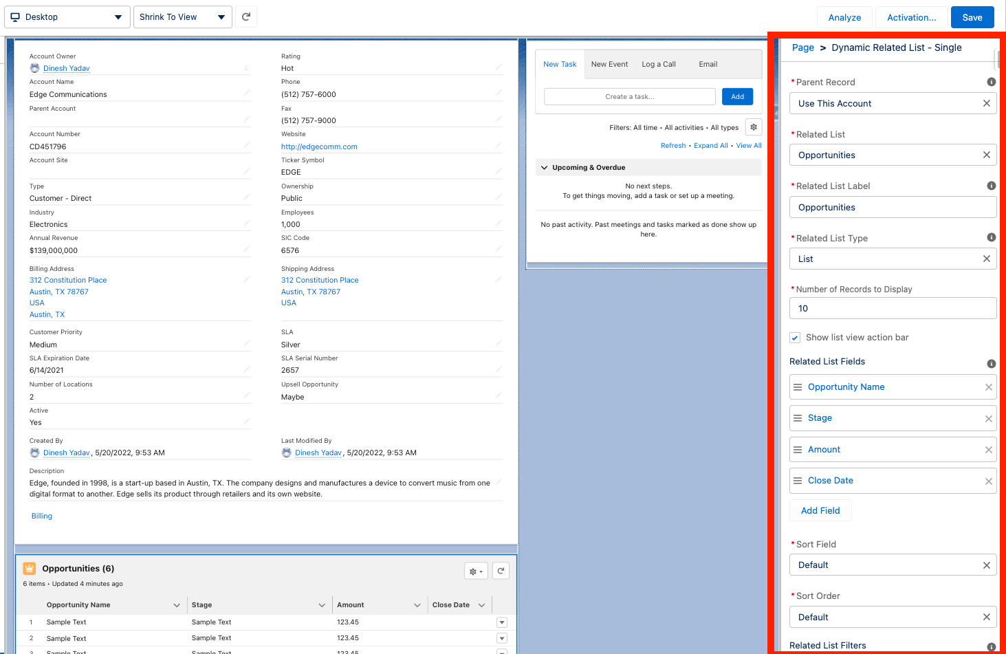 how to create dynamic related list in salesforce