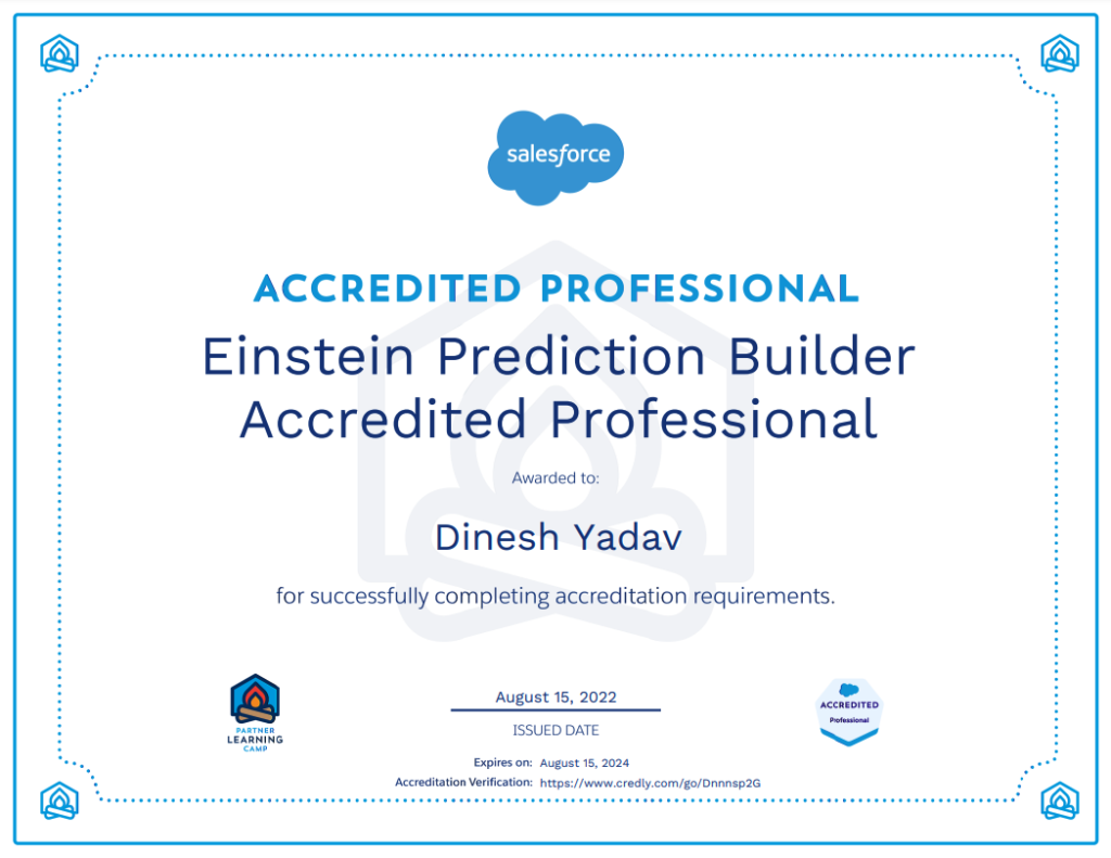 Einstein Prediction Builder Accredited Professional Certificate