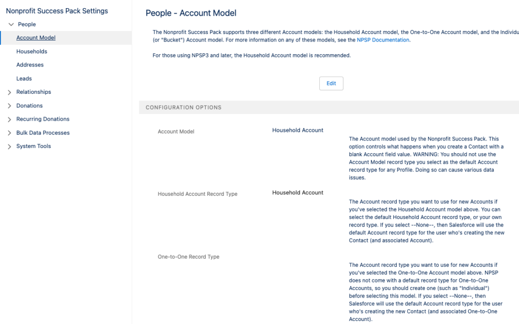 Salesforce Nonprofit Cloud Consultant NPSP Account Model