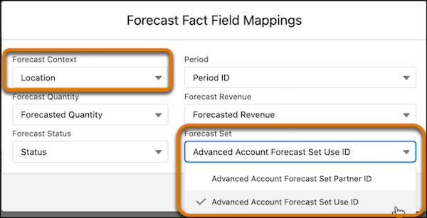 Forecast Fact Field Mappings